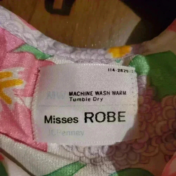 Medium Vintage JCPenney Silky Misses Robe House Coat Floral Bright - Picture 5 of 5